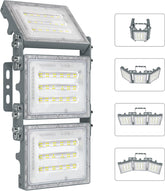 2PCS 150W LED Flood Lights, 15000LM 6000K Outdoor Security Lights with 3 Adjustable Heads, IP66 Waterproof Exterior Lighting
